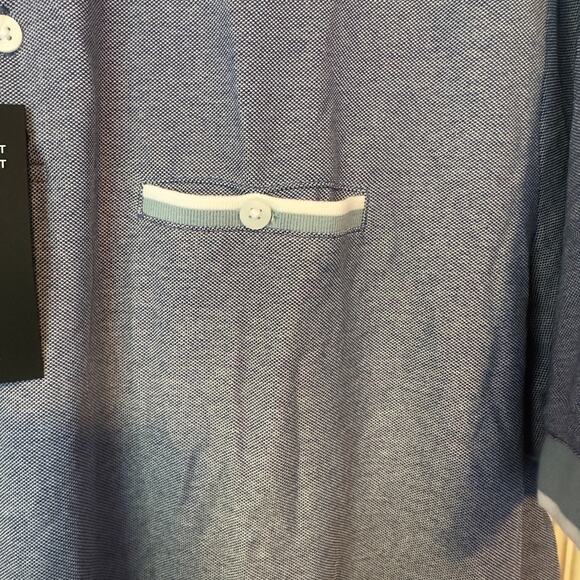 NWT Robert Barakett Farnsworth Short Sleeve Pocket Polo Size XXL Blue Two Tone - Picture 4 of 8